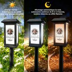 Lampe solaire de jardin personnalisée avec photo motif papillon et nom - Décoration commémorative - Cadeau de sympathie et de réconfort