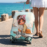 Personalized Cartoon Girl Luggage Cover with Name Fits 18-32 Inches Suitcase Travel Use Vacation Birthday Gift for Woman Travel Lover