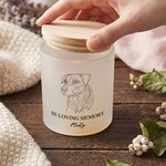 Personalised Line Drawing Pet Photo Frosted Glass LED Candle Jar with Name and Text Sympathy Memorial Gift for Pet Owners Friends