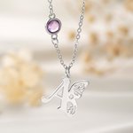 Personalized Exquisite Birthstone Necklace with Butterfly Initial Dainty Jewellery Daily Wear Birthday Gift for Women Butterfly Lovers