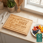 Personalized Shark Coochie Board FSC Bamboo Charcuterie Cutting Board with Name and Juice Groove Housewarming Gift for Friends Family