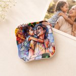 Personalized Stained Glass Style Family Portrait Ceramic Trinket Jewelry Dish Daily Use Birthday Gift for Girls Women