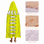 Personalised American Football Stitching Multicolour Soft Hooded Blanket with Name and Number Daily Use Birthday Gift for Kid Family Friend