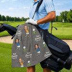 Personalised Multicolour Best Dad By Par 1-3 Face Photos Golf Quick-Dry Sports Towel with Nickname Daily Use Birthday Gift for Golf Lover Dad Grandad