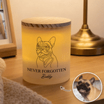 Personalised Line Drawing Pet Photo Frosted Glass LED Candle Jar with Name and Text Sympathy Memorial Gift for Pet Owners Friends