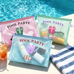 Personalized Girls Trip Palm Leaf Waterproof Transparent Mesh Pool Bag with Year and Name Beach Party Daily Use Birthday Gift for Her