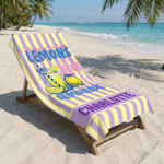 Personalised Faith Makes Lemonade Stripe Quick Dry Oversized Beach Towel with Name Summer Holiday Beach Party Gift for Family Friend Christian