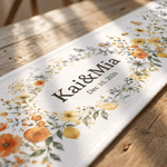 Personalized Watercolour Wildflowers Table Runner with Name and Date Table Decor Bridal Shower Wedding Gift for Couple Newlywed