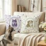 Personalized Retro Floral Pet Photo Soft Throw Pillow Cover with Name Home Decor Birthday Gift for Pet Lover