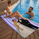 Toalla de playa suave, multicolor y de secado rápido, personalizada con foto, nombre y texto; ideal como regalo para vacaciones, fiestas en la playa o luna de miel, para recién casados (esposa y espos