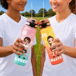 Personalised Cartoon Australian American Football Player Name Gradient Sports BPA-Free Water Bottle with Flip Top Game Day Birthday Gift for AFL Enthusiast