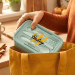 Personalized Multicolor Initial Name Lunch Box with Cutlery and Microwavable Picnic Work Use Birthday Back to School Gift for Office Staff Student