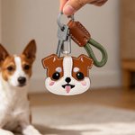 Llavero personalizado de cuero de PU de perro de dibujos animados con nombre Uso diario Aniversario Cumpleaños Regalo para los amantes de los dueños de mascotas
