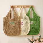 Henkilökohtainen monogrammi kirjonta suunnittelu ontto kudottu Kangaskassi Päivittäinen käyttö Äitienpäivä Syntymäpäivä lahja äidille Ystävä nainen