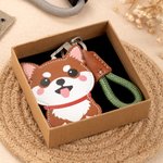 Personalized Cute Dog PU Leather Charm Keychain with Name Daily Use Birthday Gotcha Day Memorial Gift for Pet Lover Owner