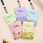 Personalised Birth Flower ID Card Badge Holder with Name Back to School Teacher's Day Appreciation Gift for Teachers