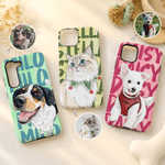 Personalised Watercolour Pet Photo Multicolour Phone Case for iPhone Samsung with Name Daily Use Birthday Gift for Pet Lovers