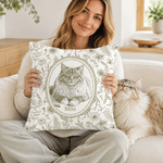 Personalized Retro Floral Pet Photo Soft Throw Pillow Cover with Name Home Decor Birthday Gift for Pet Lover