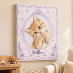 Personalised Watercolour Pet Photo Canvas Print with Name Home Decor Ship from USA Birthday Gift for Pet Owner