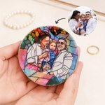 Personalized Stained Glass Style Family Portrait Ceramic Trinket Jewelry Dish Daily Use Birthday Gift for Girls Women