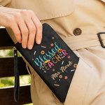 Personalized Blessed Teacher Pen Sunflower PU Leather Wristlet Wallet with Name Teacher's Day Appreciation Birthday Gift for Teachers