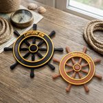 Personalized 3D Printing Multicolor Spinning Cruise Ship Wheel Door Magnets with Name Father's Day Birthday Gift for Cruise Lovers