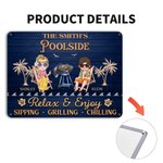 Personalised Cartoon Character Clip Art Horizontal Metal Sign with Text and Name Swimming Pool Decor Birthday Gift for Couples