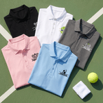 Personalised Multicolour Tennis Racket Soft Polo Shirt with Name Daily Wear Tennis Training Birthday Gift for Tennis Lover