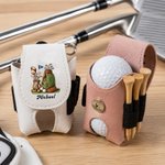 Henkilökohtainen Monivärinen Golf Elementit PU Nahka Golf Ball Bag nimi ja Golf Tee Syntymäpäivä Isänpäivä lahja Golf harrastajille