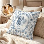 Personalized Retro Floral Pet Photo Soft Throw Pillow Cover with Name Home Decor Birthday Gift for Pet Lover