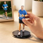 Figurine décorative personnalisée en 3D représentant un coureur de marathon, avec socle en bois et inscription — Décoration de bureau, cadeau d'anniversaire pour les passionnés de course à pied