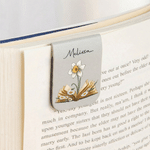 Personalized Retro Birth Flower PU Leather Magnetic Bookmark Cilp with Name Daily Use Graduation Birthday Gift for Bookworms Students