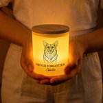 Personalised Line Drawing Pet Photo Frosted Glass LED Candle Jar with Name and Text Sympathy Memorial Gift for Pet Owners Friends