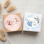 Personalised Self-Adhesive Leopard Print Pink Blue Sticker Label with Name Baby Shower Gender Reveal Party Gift for New Baby New Parents