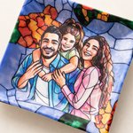 Personalized Stained Glass Style Family Portrait Ceramic Trinket Jewelry Dish Daily Use Birthday Gift for Girls Women