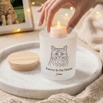 Personalised Line Drawing Pet Photo Frosted Glass LED Candle Jar with Name and Text Sympathy Memorial Gift for Pet Owners Friends