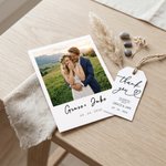 Personalized Minimalist Photo Wedding Greeting Card Invitation with Name Date Text and Venue Wedding Engagement Party Gift for Bride Bridegroom