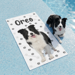 Personalized Pet Photo Paw Print Quick Dry Oversized Beach Towel with Name Travel Use Birthday Beach Party Gift for Pet Owner Pet Lover