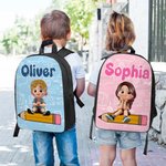Personalized Cartoon Character Pencil Pattern Large Capacity School Bag with Name Back to School Birthday Gift for Children Students