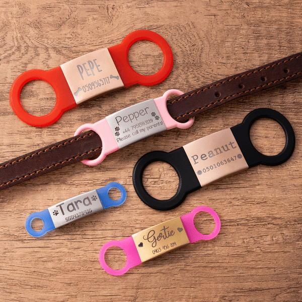 Personalized Silicone Slide on Pet Collar ID Tag with Engraved Name Phone Number and Text Pet Supplies Pet Party Birthday Gift for Pet Lovers