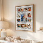 Personalised Baby Milestone Photo Canvas Prints with Name Date and Text Warm Minimalist Wall Displays Ship from USA Newborn Gift for New Parents