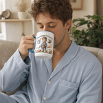 Personalized Funny Pajama Character Humorous Text 11 oz / 15 oz Ceramic Mug with Name Daily Use Office Birthday Gift for Couple Friends