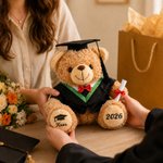 Gepersonaliseerde afstudeercap en toga pluche teddybeer met naam en jaar - perfect afstudeercadeau voor afstudeerfeest en diploma-uitreiking