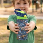 Personalised Multicolour Dinosaur-Themed 12 oz Insulated Kid Water Bottle with Name Back to School Birthday Gift for Boys Girls