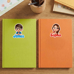Personalized 3D Cartoon Kid Character Waterproof Sticker Label with Name School Supplies Back to School Birthday Gift for Boys Girls