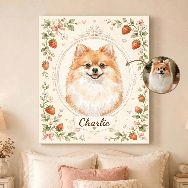 Personalized Watercolor Pet Photo Canvas Print with Name Home Decor Ship from USA Birthday Gift for Pet Owner