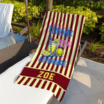 Personalised Faith Makes Lemonade Stripe Quick Dry Oversized Beach Towel with Name Summer Holiday Beach Party Gift for Family Friend Christian