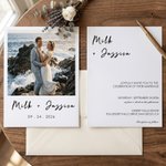 Personalized Minimalist Photo Wedding Greeting Card Invitation with Name Date Text and Venue Wedding Engagement Party Gift for Bride Bridegroom