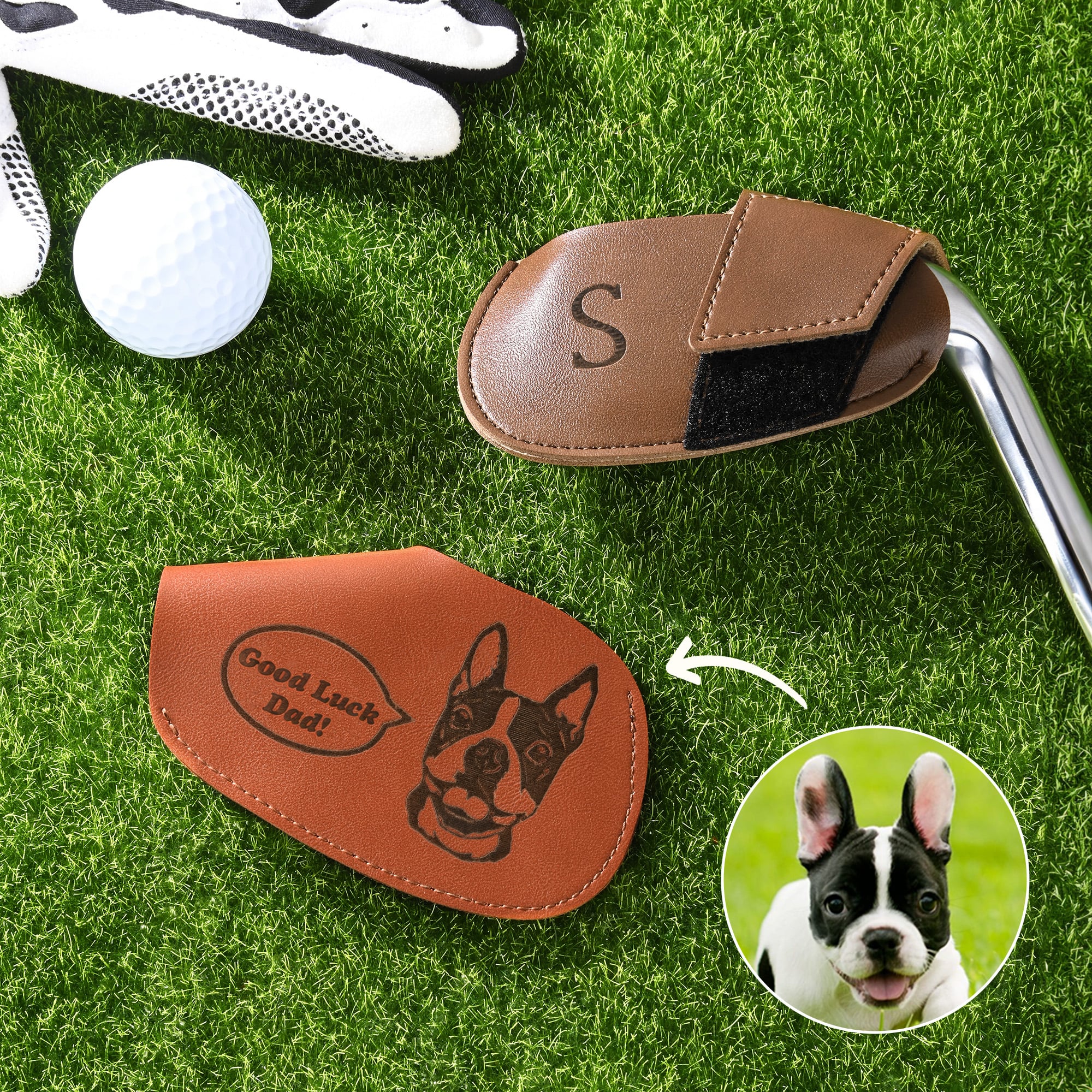 Personalisierte Leder Haustier Jubel Golf Kopfbedeckungen