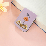 Personalized Retro Birth Flower PU Leather Magnetic Bookmark Cilp with Name Daily Use Graduation Birthday Gift for Bookworms Students